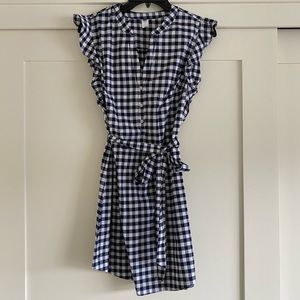 Gingham Tie-Waist Shirt Dress